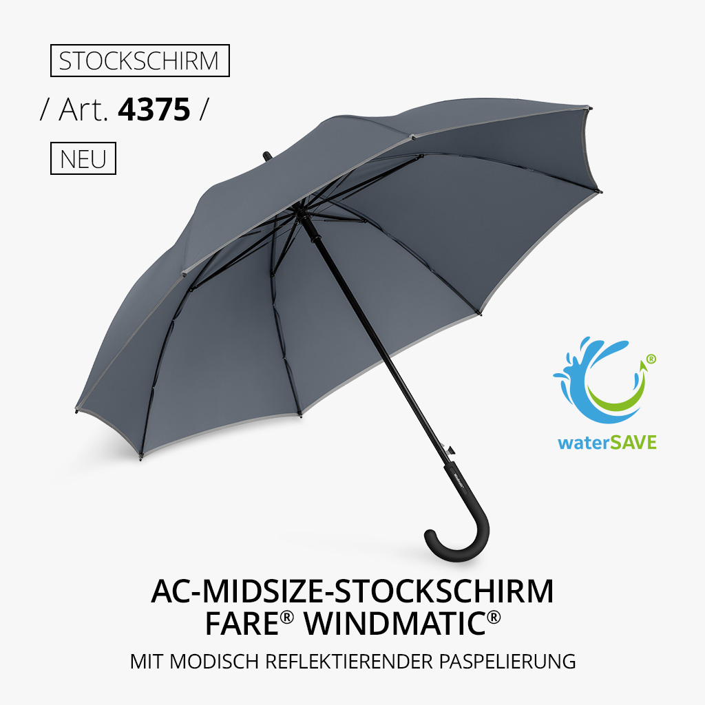 Highlight-Produkt: AC-Midsize-Stockschirm FARE® Windmatic® in grau wS