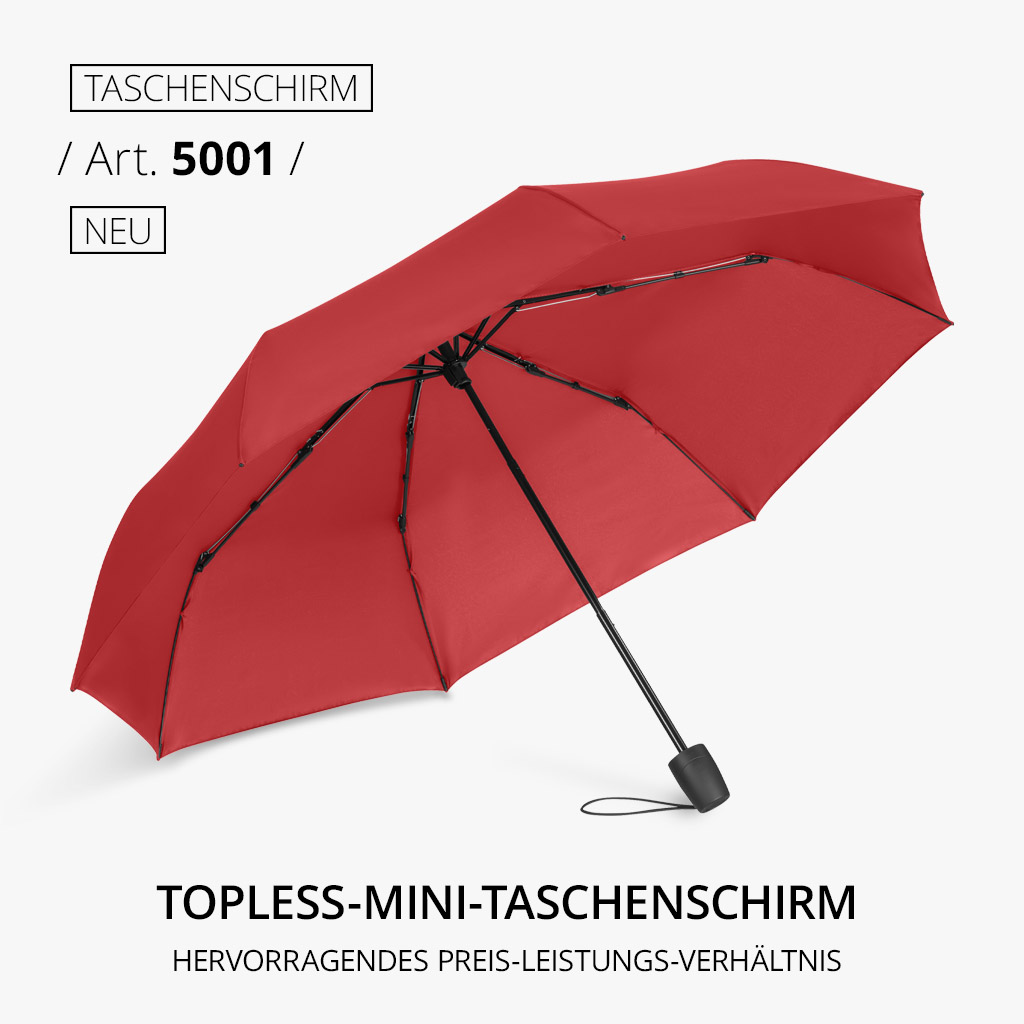 Highlight-Produkt: Topless-Mini-Taschenschirm in rot