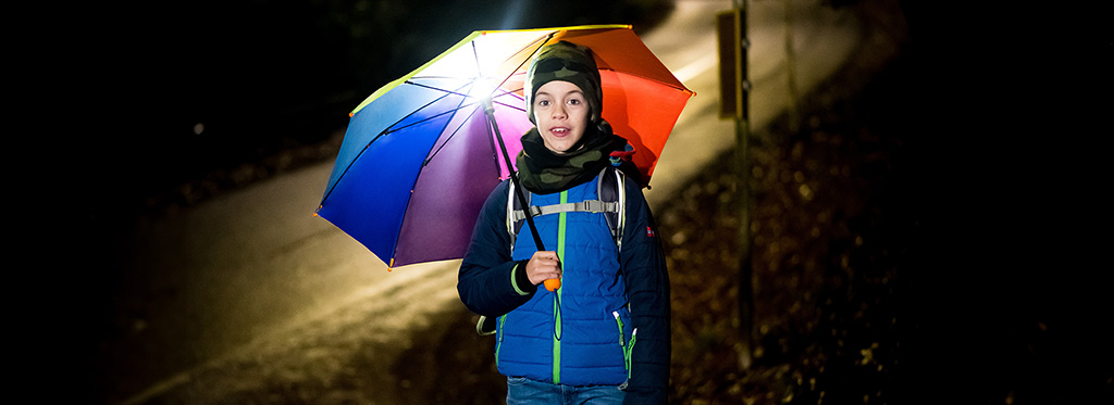 Regenschirm mit Beleuchtung für Kinder