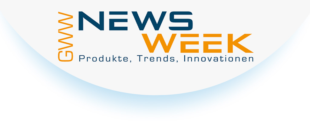 GWW News Week Logo mit dem Schriftzug 'Produkte, Trends, Innovationen' auf blau-weißem Hintergrund