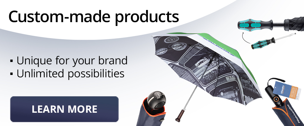 Individual custom-made advertising umbrellas according to customer requirements – FARE unique items