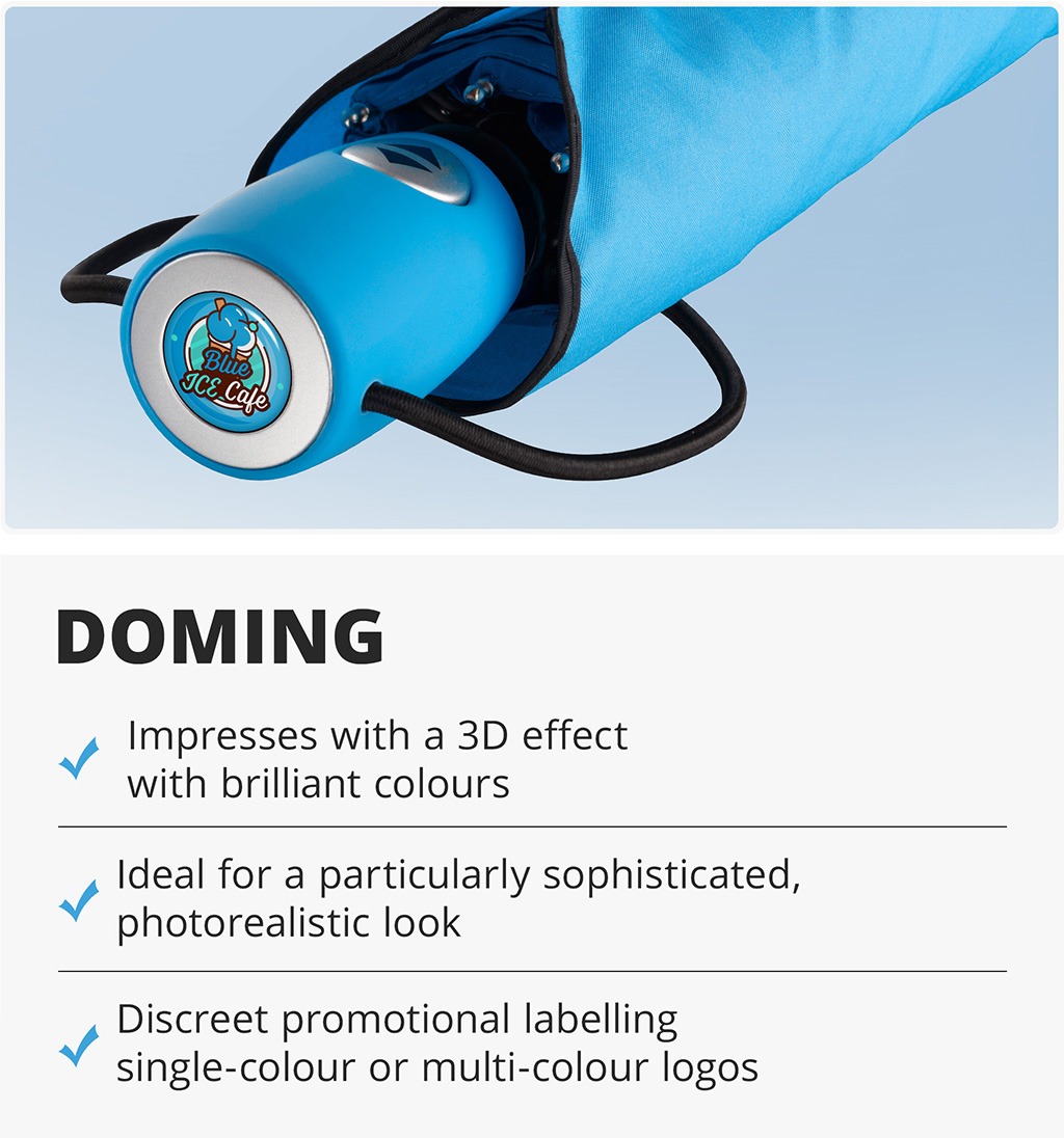 Doming sticker as promotional labelling