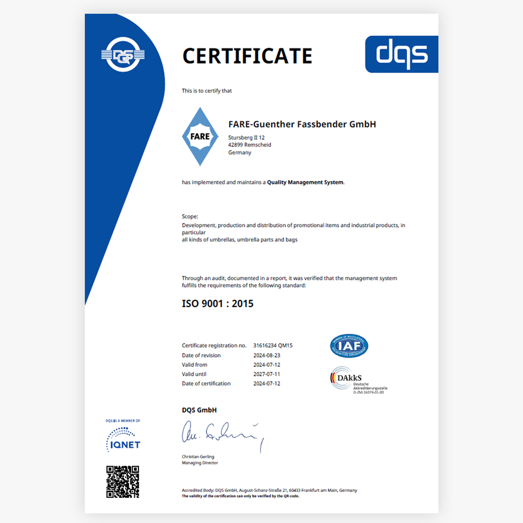 ISO 9001 certificate